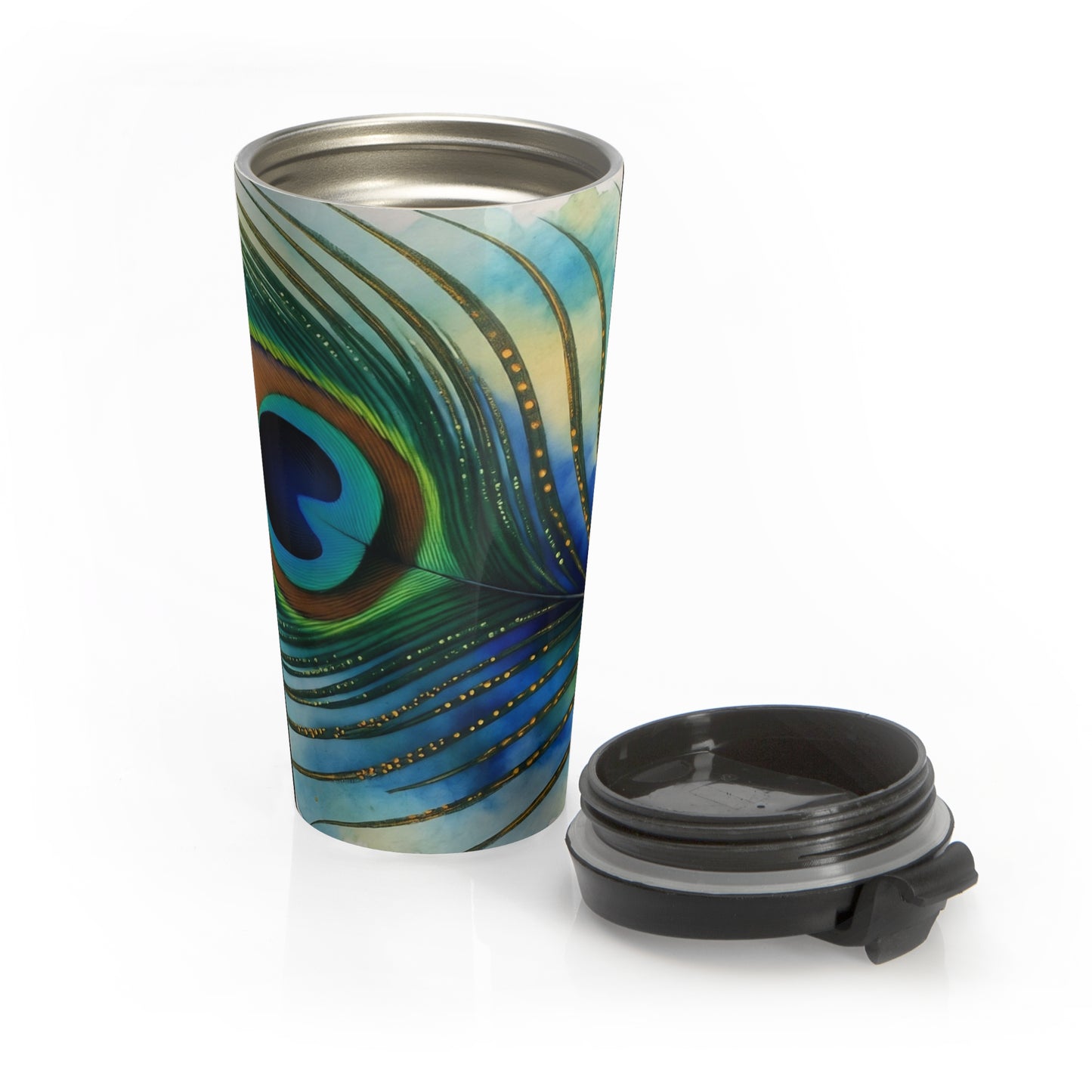 Vibrant Peacock Design Stainless Steel Travel Mug - Stylish Coffee & Tea Tumbler