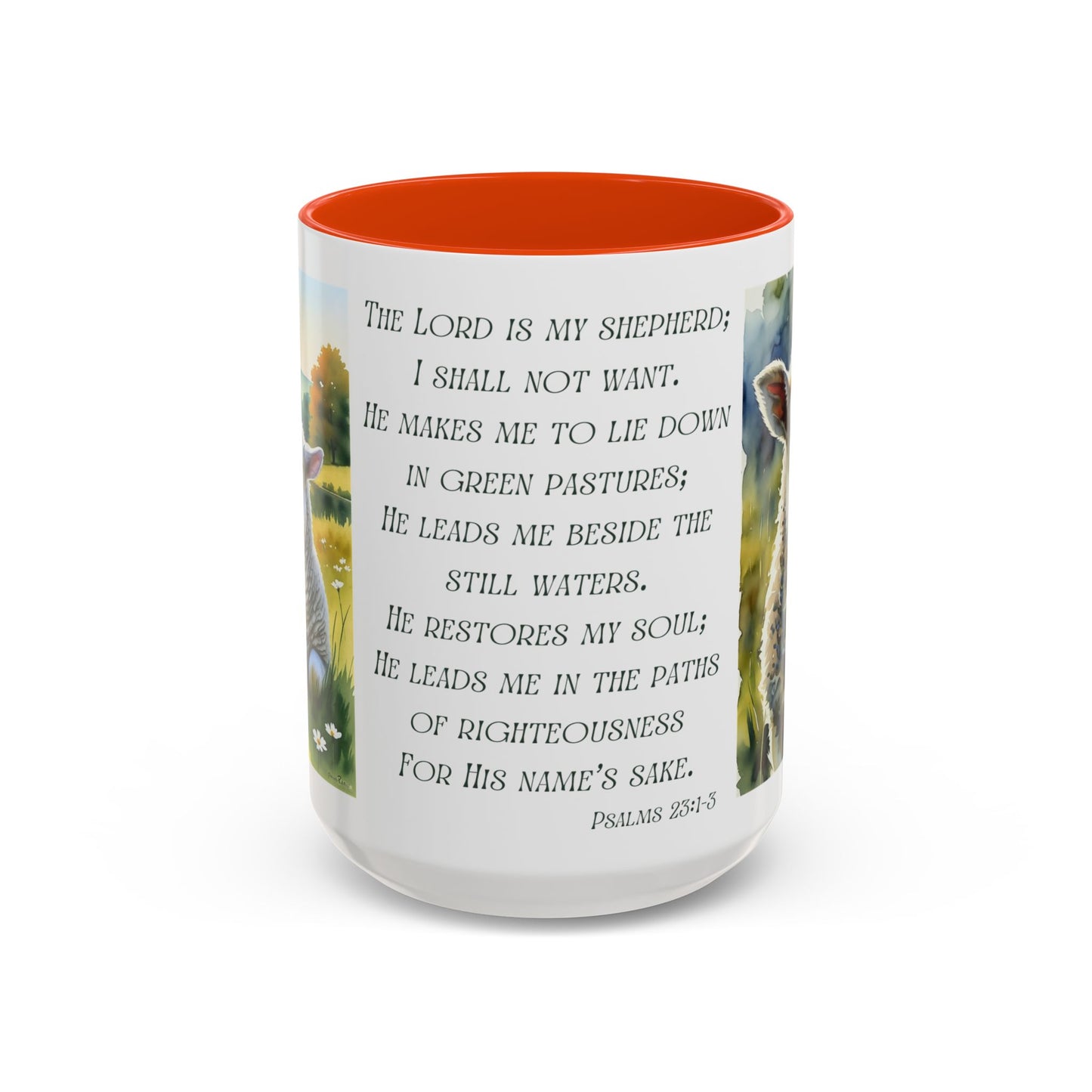 Inspirational Lord Is My Shepherd Mug - Cozy 15oz Coffee Cups with Psalm 23 Design