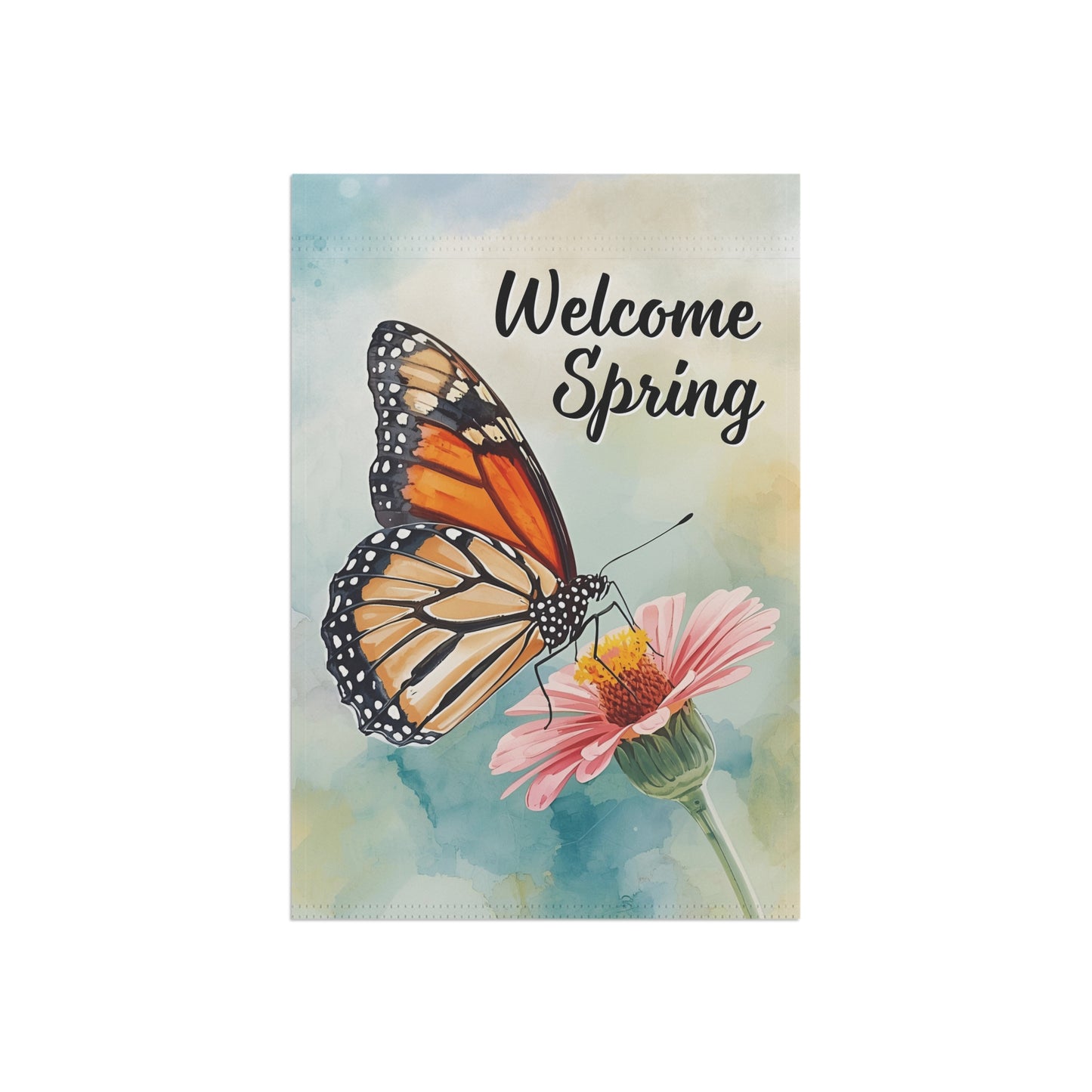 Welcome Spring Butterfly Garden Flag — Floral House Banner