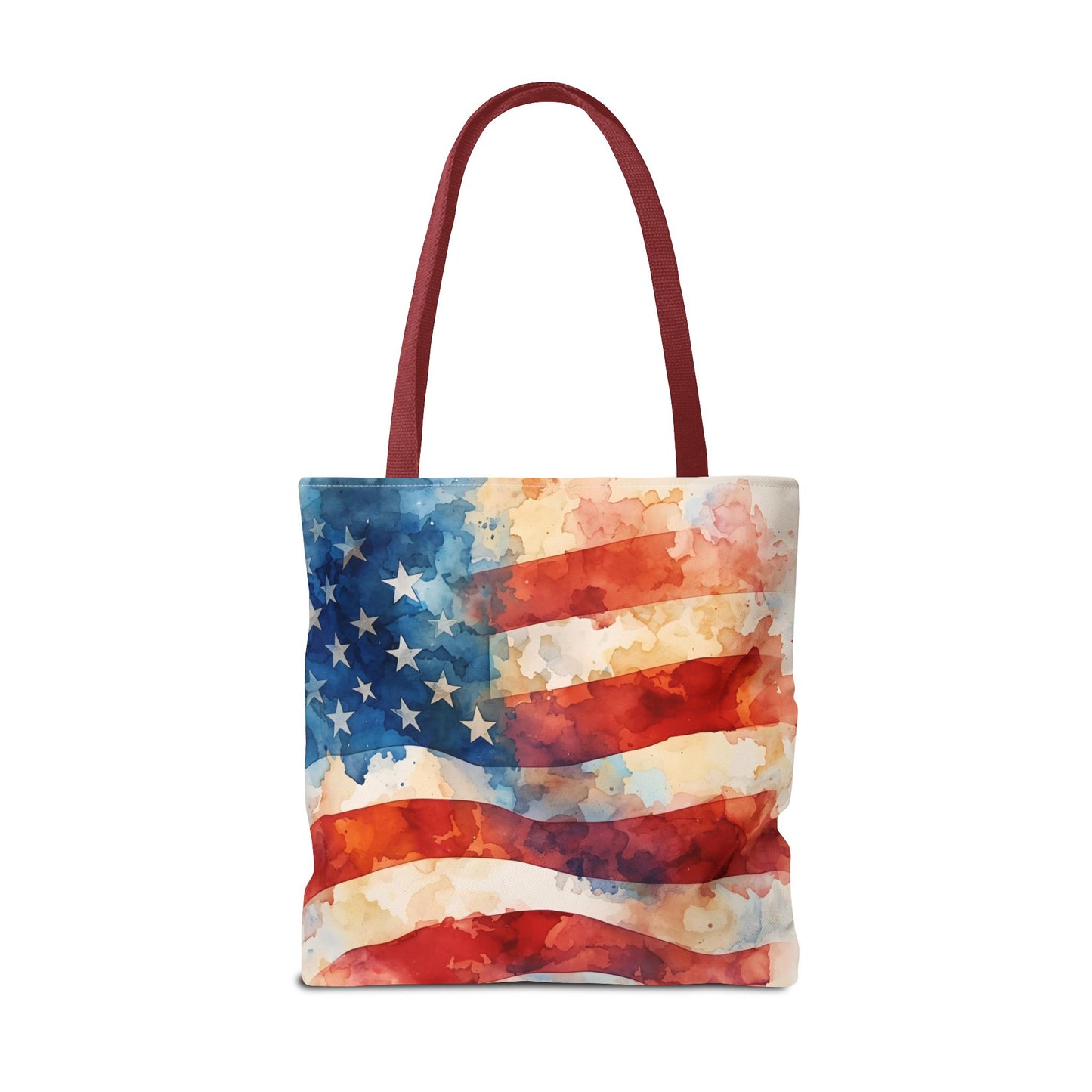 American Flag Tote Bag - Patriotic Watercolor Design in  18 x 18
