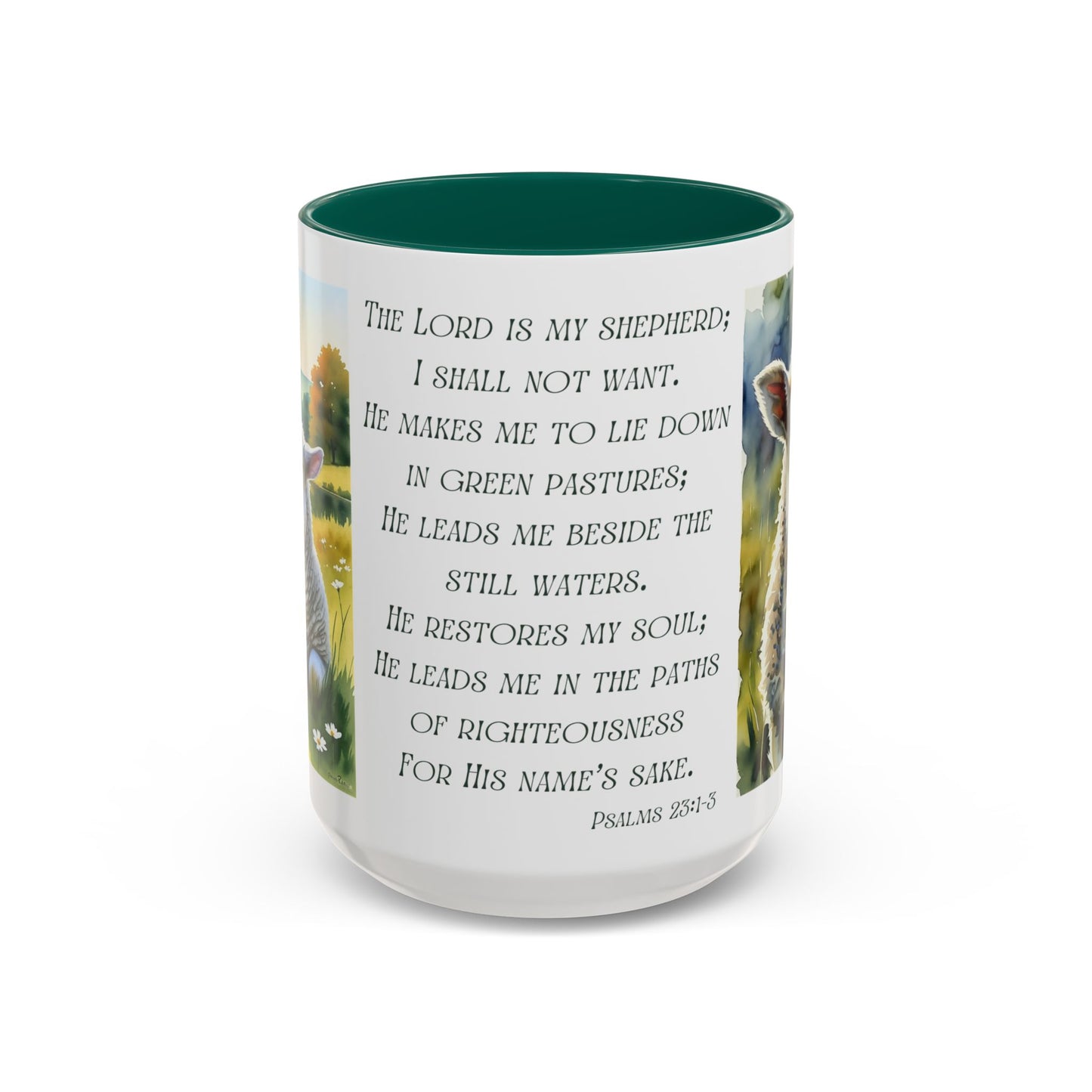 Inspirational Lord Is My Shepherd Mug - Cozy 15oz Coffee Cups with Psalm 23 Design
