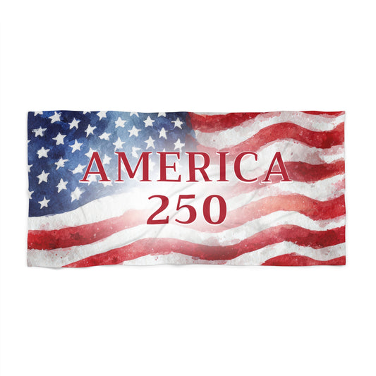America 250 Beach Towel - Patriotic Red White Blue Summer Towel