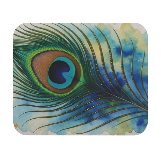 Peacock Feather Mouse Pad - Artistic and Colorful Desk Accessory