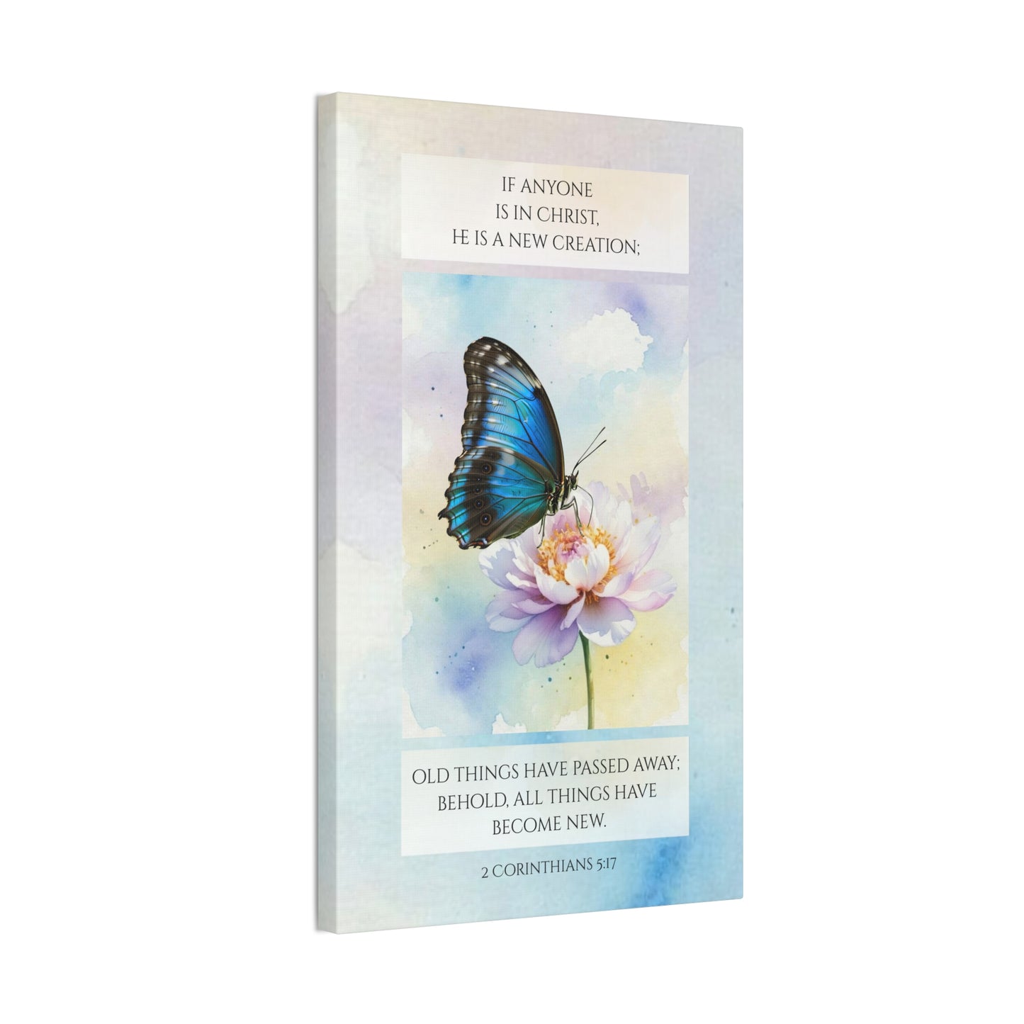 Christian Butterfly New Creation Canvas Wall Art - 2 Corinthians 5:17 Scripture Decor