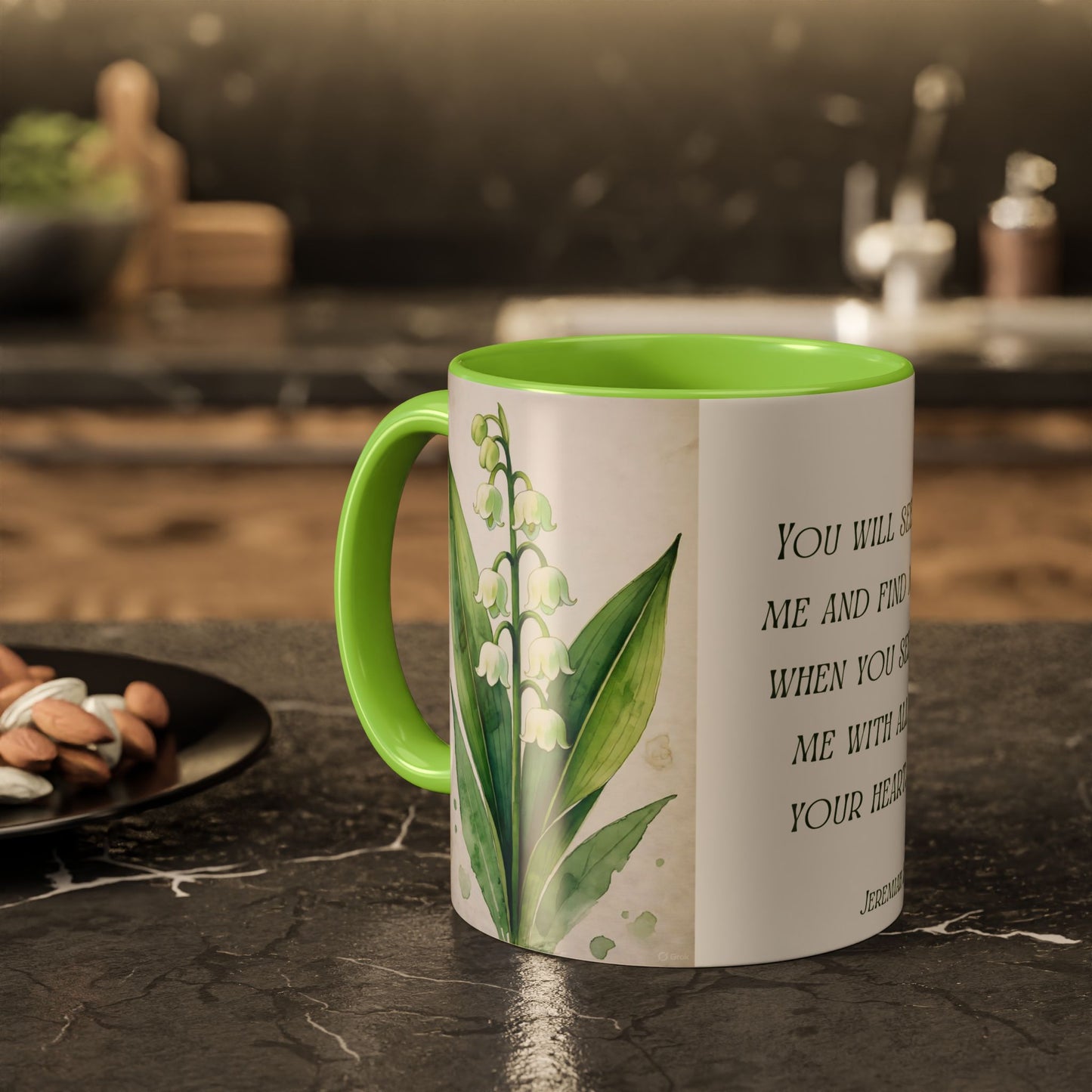Inspirational Floral Mug - 11oz - "You Will Seek Me" Design
